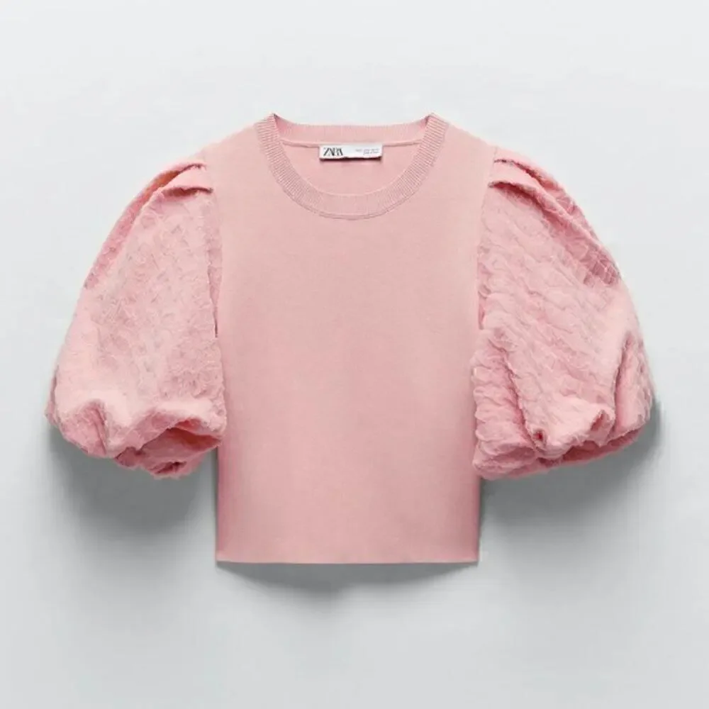 ZARA Top with Full Textured Sleeves NWT